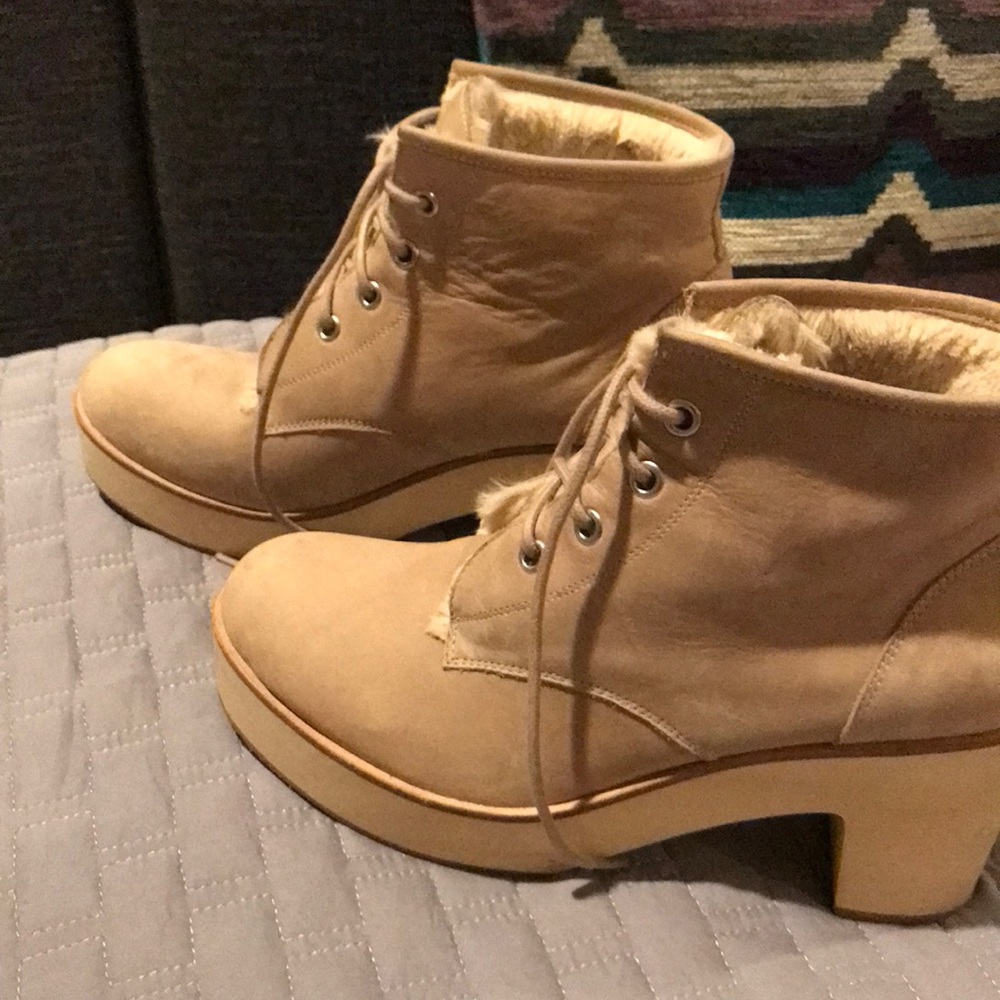 Made in Brooklyn super cool platform tie suede boot shoes 39
